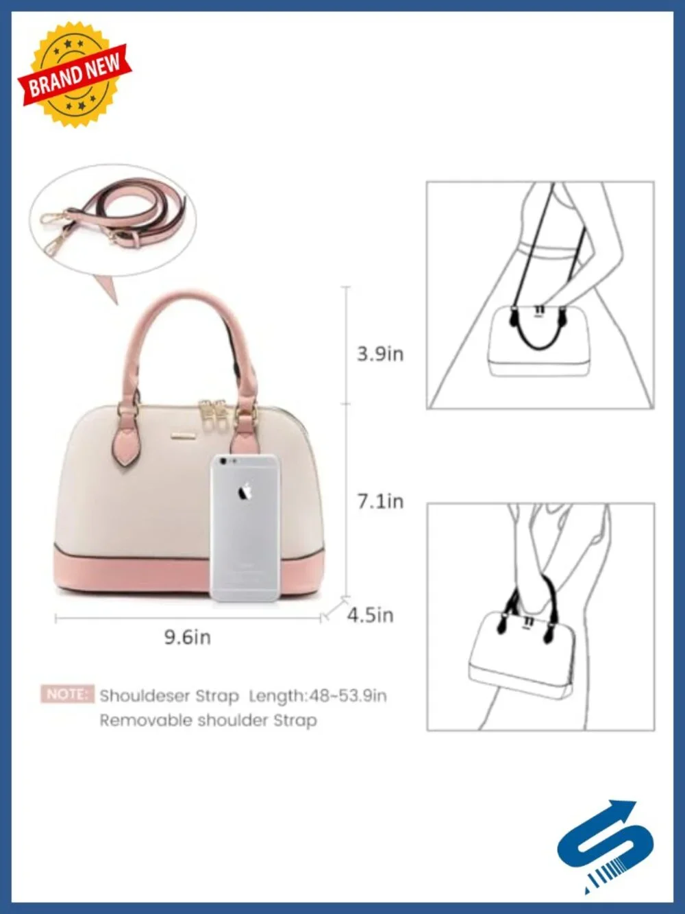 Faux Leather Satchel Crossbody Bag Double Zip Top Handle Dome Satchel